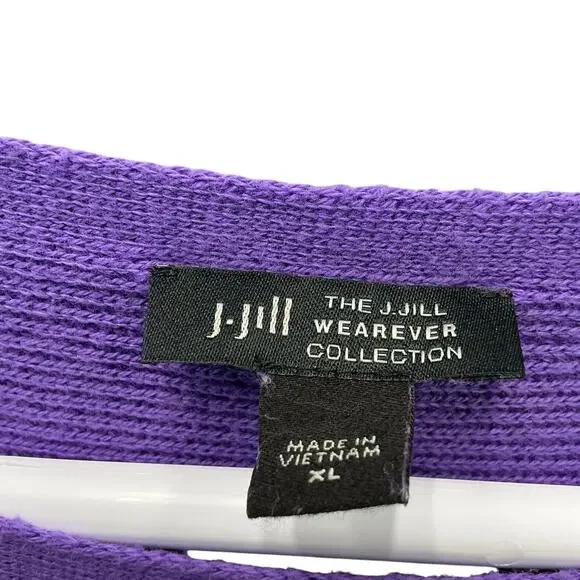 J Jill Sweater Womens Sz. XL Purple Boat Neck Tunic 3/4 Drop Sleeve Linen Blend - Picture 7 of 16